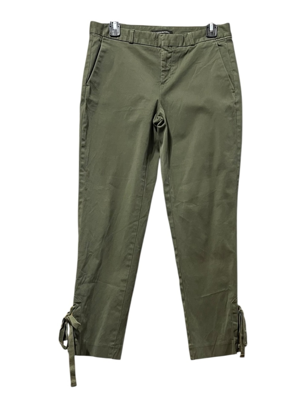 Banana Republic Avery Lace-Up Ankle Chino Pants Olive Green Size 0 - Picture 2 of 6